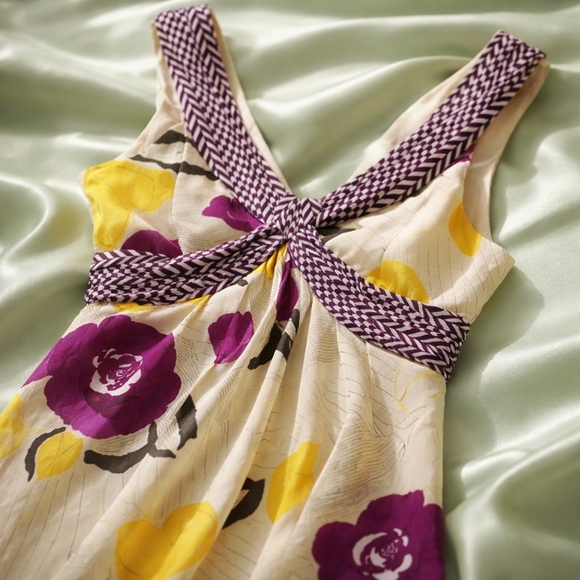 Anthropologie Moulinette Purple and Yellow Floral Maxi Dress Size 10 - Picture 7 of 14